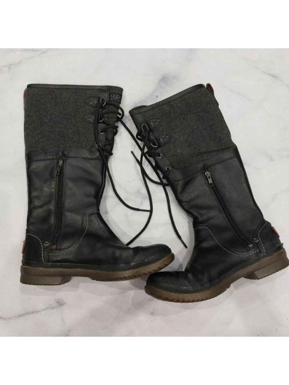 UGG Elsa Tall Black Winter Leather Boots